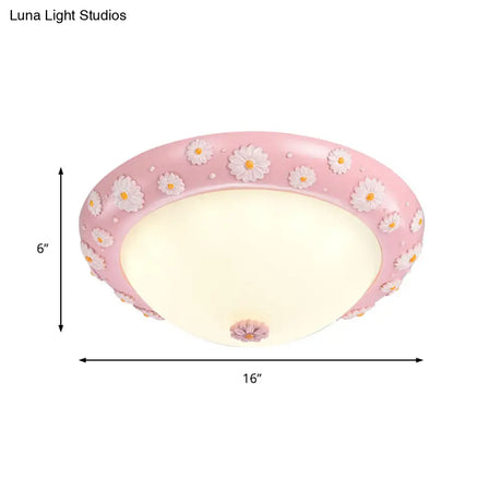 Cute Led Frosted Glass Bowl Ceiling Light For Child’s Bedroom