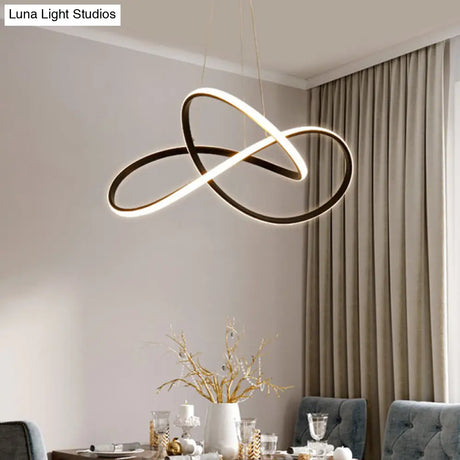Cycle Pendant Light Fixture - Simplicity Acrylic Led Chandelier (Black/White) Warm/White