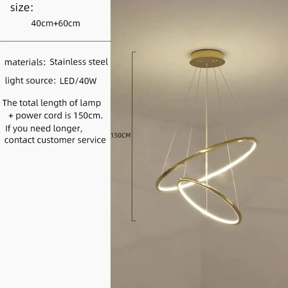 Cygnus Unique Tiered LED Chandelier 2 Rings 40 60 / Gold / warm light