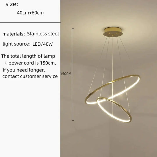 Cygnus Unique Tiered LED Chandelier 2 Rings 40 60 / Gold / warm light