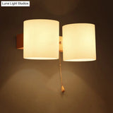 Cylinder Shade Frosted Glass Japanese Wall Lamp - Beige Bedroom Lighting