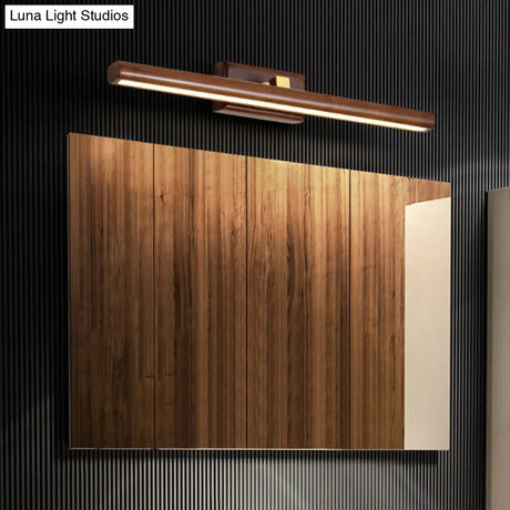 Dark Wood Nordic Linear Wall Sconce Bathroom Led Light With Acrylic Shade