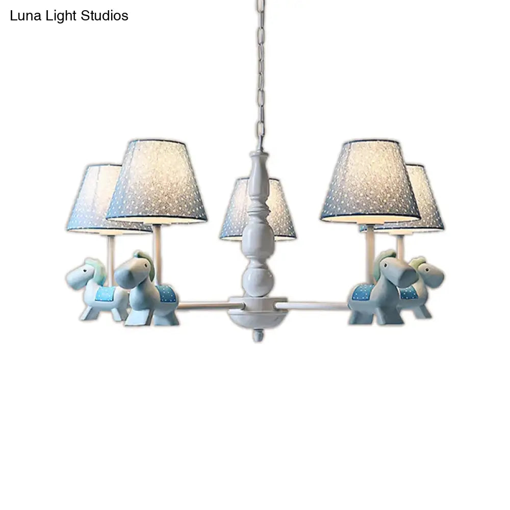 Darling Pony Chandelier: Metal Hanging Light With Dot Shade For Kindergarten Playrooms