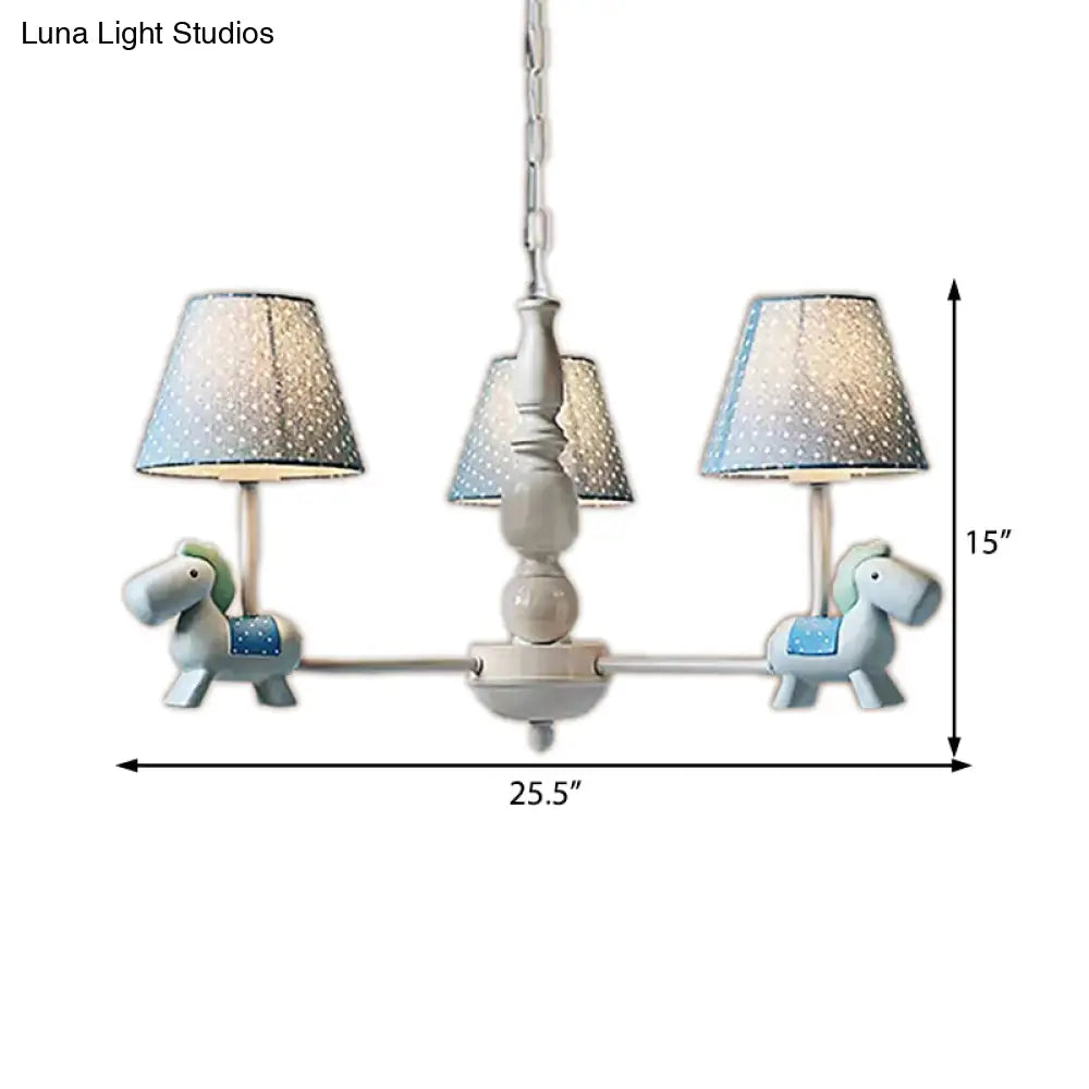 Darling Pony Chandelier: Metal Hanging Light With Dot Shade For Kindergarten Playrooms