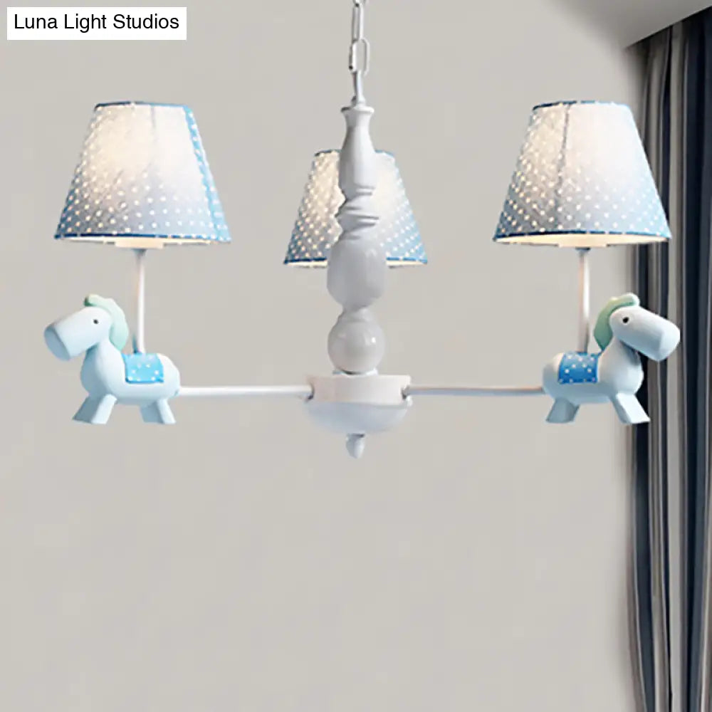 Darling Pony Chandelier: Metal Hanging Light With Dot Shade For Kindergarten Playrooms