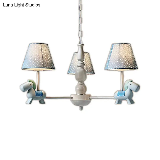 Darling Pony Chandelier: Metal Hanging Light With Dot Shade For Kindergarten Playrooms