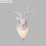 Deer Shaped Wall Mounted Light With Hand-Cut Crystal Shade - Cottage Style Sconce 1 Bulb