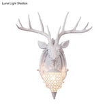 Deer Shaped Wall Mounted Light With Hand-Cut Crystal Shade - Cottage Style Sconce 1 Bulb