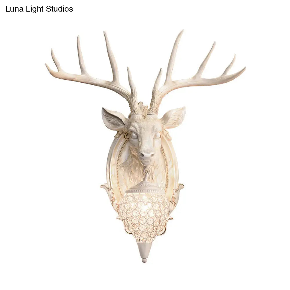 Deer Shaped Wall Mounted Light With Hand-Cut Crystal Shade - Cottage Style Sconce 1 Bulb