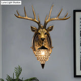 Deer Shaped Wall Mounted Light With Hand-Cut Crystal Shade - Cottage Style Sconce 1 Bulb