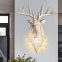 Deer Shaped Wall Mounted Light With Hand-Cut Crystal Shade - Cottage Style Sconce 1 Bulb Beige