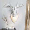 Deer Shaped Wall Mounted Light With Hand-Cut Crystal Shade - Cottage Style Sconce 1 Bulb White