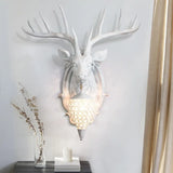 Deer Shaped Wall Mounted Light With Hand-Cut Crystal Shade - Cottage Style Sconce 1 Bulb White