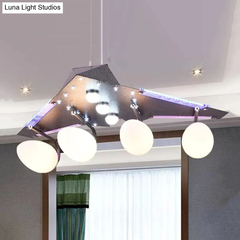 Delta Wing Creative Gray Chandelier For Kids - Metal Suspension Light