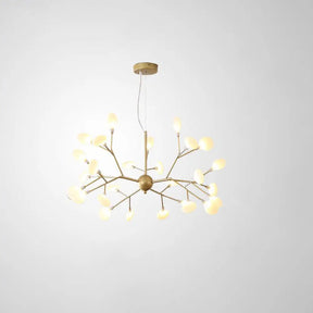 Designer Acrylic Leaf Chandelier Pendant With Gold Finish For Bedroom Ceiling / 23.5’ Branch