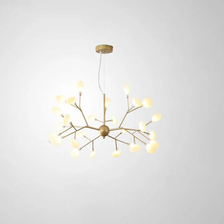 Designer Acrylic Leaf Chandelier Pendant With Gold Finish For Bedroom Ceiling / 23.5’ Branch