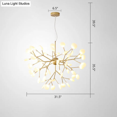 Designer Acrylic Leaf Chandelier Pendant With Gold Finish For Bedroom Ceiling
