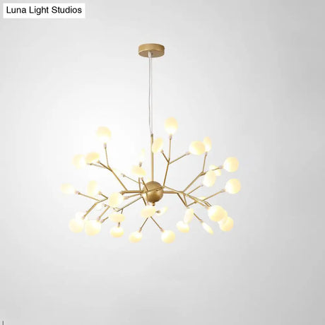 Designer Acrylic Leaf Chandelier Pendant With Gold Finish For Bedroom Ceiling