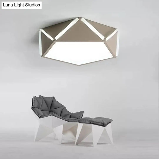 Diamond Acrylic Led Ceiling Lamp - Cafe Pentagon Macaron Style Grey / 16 Third Gear