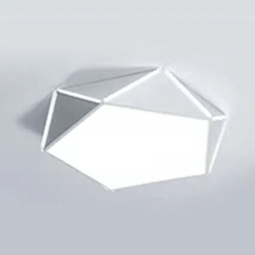 Diamond Acrylic Led Ceiling Lamp - Cafe Pentagon Macaron Style White / 16’