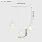 Diamond Cage Multi-Pendant Light With 3 Lights - Creative Industrial Design Perfect For Restaurants