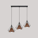 Diamond Cage Multi-Pendant Light With 3 Lights - Creative Industrial Design Perfect For Restaurants