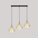 Diamond Cage Multi-Pendant Light With 3 Lights - Creative Industrial Design Perfect For Restaurants