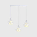 Diamond Cage Multi-Pendant Light With 3 Lights - Creative Industrial Design Perfect For Restaurants