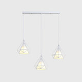 Diamond Cage Multi-Pendant Light With 3 Lights - Creative Industrial Design Perfect For Restaurants