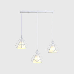 Diamond Cage Multi-Pendant Light With 3 Lights - Creative Industrial Design Perfect For Restaurants