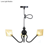 Diamond Pendant Lighting For Farmhouse With Amber/Clear Glass - 3 Lights Chandelier Lamp In