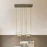 Dining Room Led Pendant Chandelier - Sleek Stainless-Steel Suspension Lamp With Clear Beveled