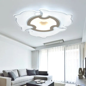 Dolphin Flushmount Animal Led Ceiling Light In White For Kindergarten / 16’ Warm