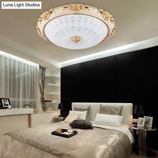 Dome Flush Mount Led Ceiling Light In Modern White Glass - 8/12/16 Wide Gold/Silver Finish White/3