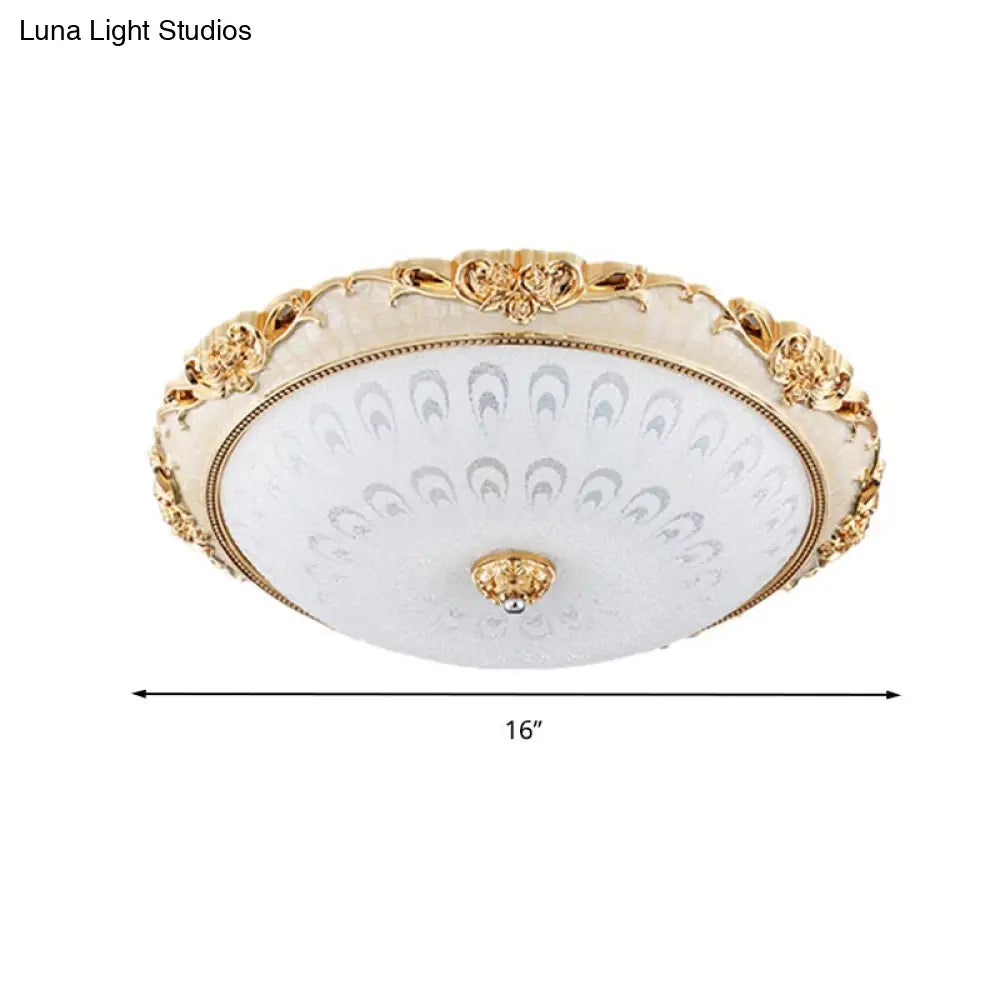Dome Flush Mount Led Ceiling Light In Modern White Glass - 8’/12’/16’ Wide Gold/Silver Finish