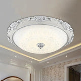Dome Flush Mount Led Ceiling Light In Modern White Glass - 8’/12’/16’ Wide Gold/Silver Finish