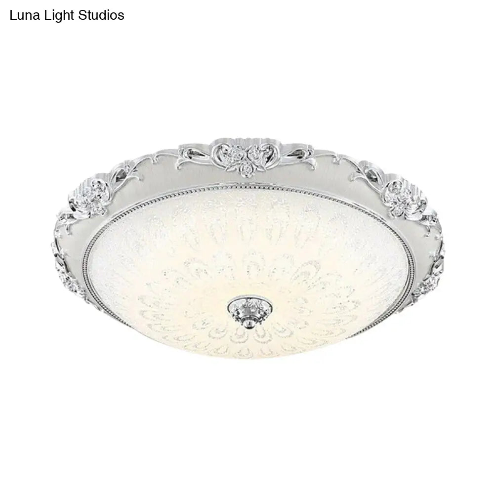 Dome Flush Mount Led Ceiling Light In Modern White Glass - 8’/12’/16’ Wide Gold/Silver Finish
