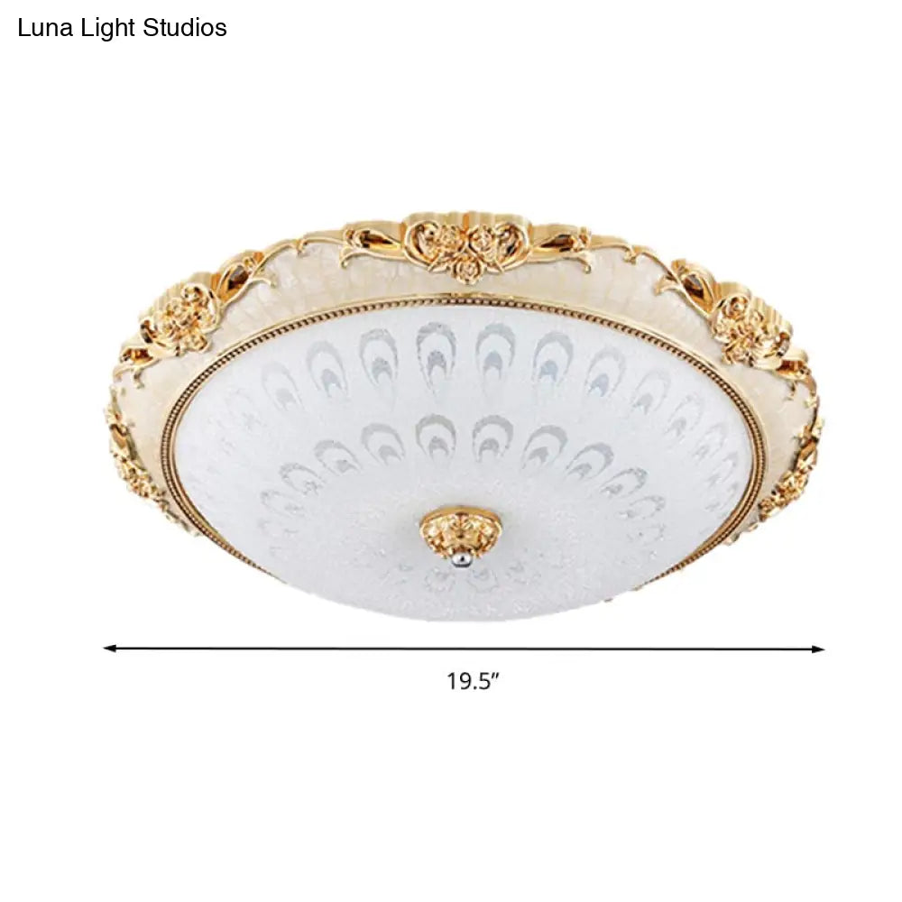 Dome Flush Mount Led Ceiling Light In Modern White Glass - 8’/12’/16’ Wide Gold/Silver Finish