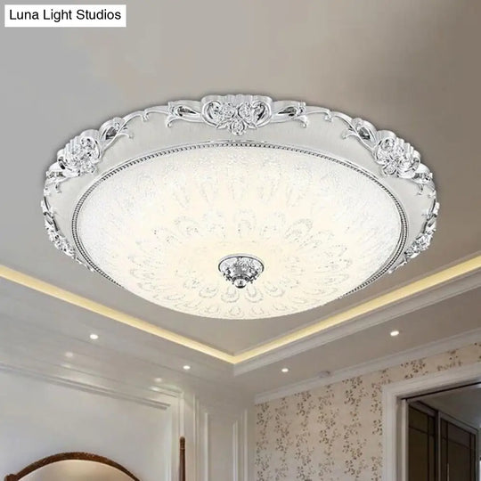 Dome Flush Mount Led Ceiling Light In Modern White Glass - 8’/12’/16’ Wide Gold/Silver Finish