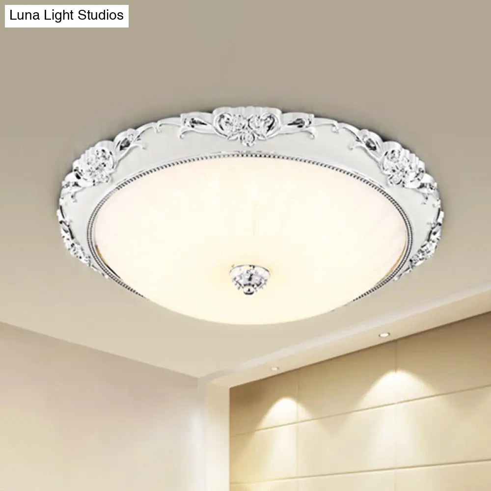 Dome Flush Mount Led Ceiling Light In Modern White Glass - 8/12/16 Wide Gold/Silver Finish White/3
