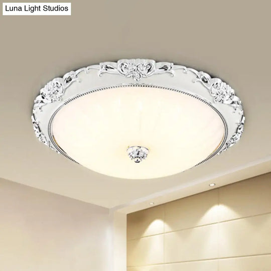 Dome Flush Mount Led Ceiling Light In Modern White Glass - 8’/12’/16’ Wide Gold/Silver Finish
