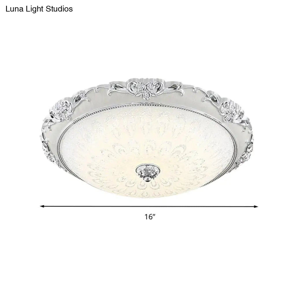 Dome Flush Mount Led Ceiling Light In Modern White Glass - 8/12/16 Wide Gold/Silver Finish White/3