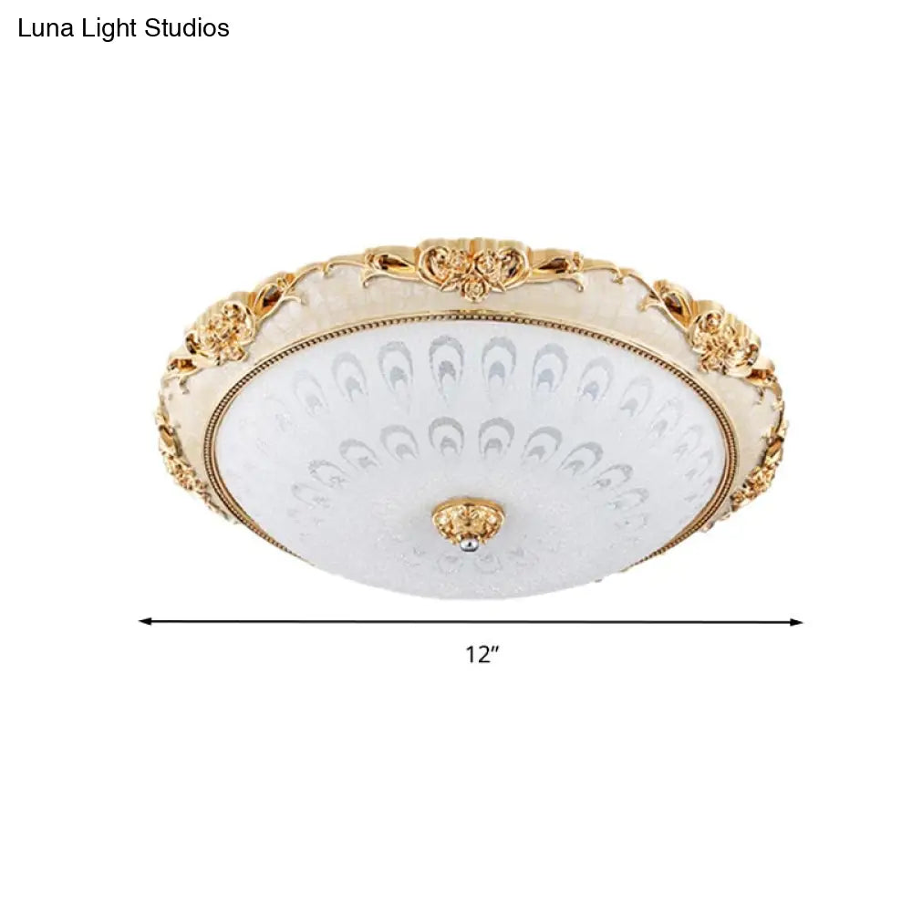 Dome Flush Mount Led Ceiling Light In Modern White Glass - 8’/12’/16’ Wide Gold/Silver Finish