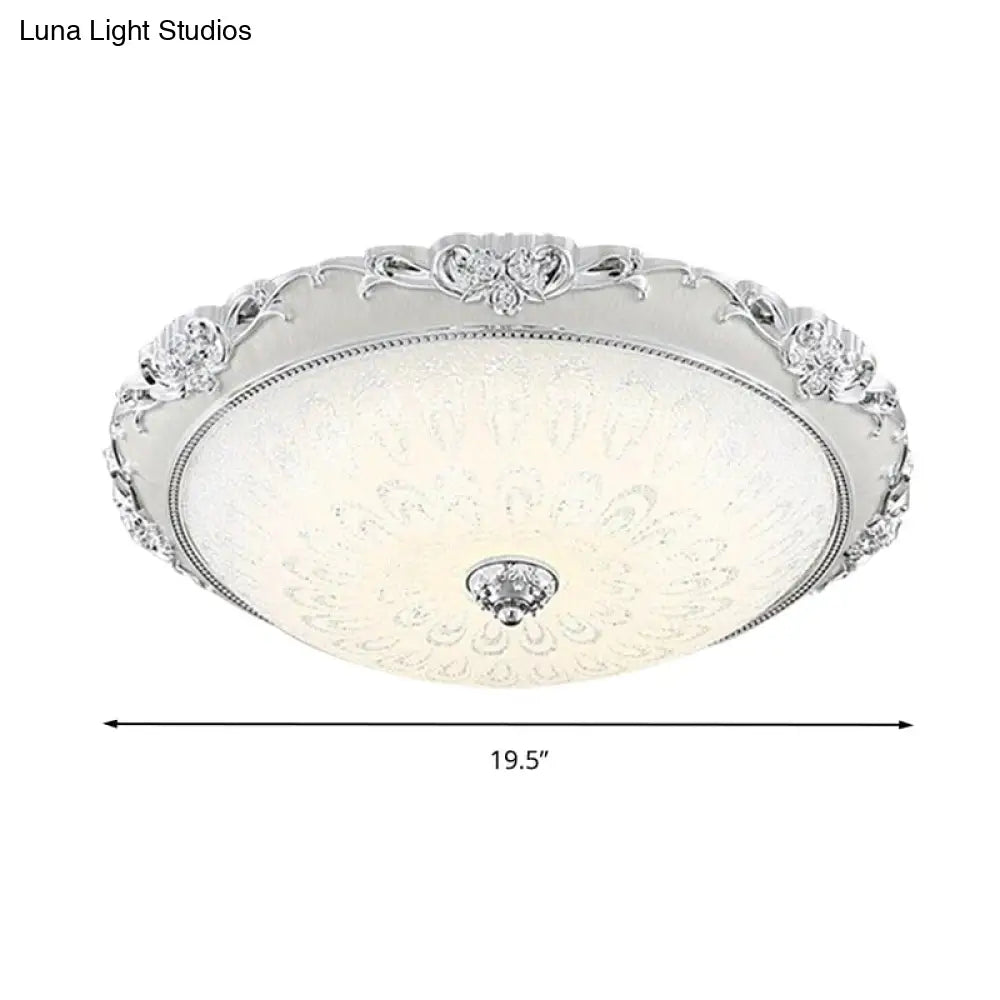 Dome Flush Mount Led Ceiling Light In Modern White Glass - 8’/12’/16’ Wide Gold/Silver Finish