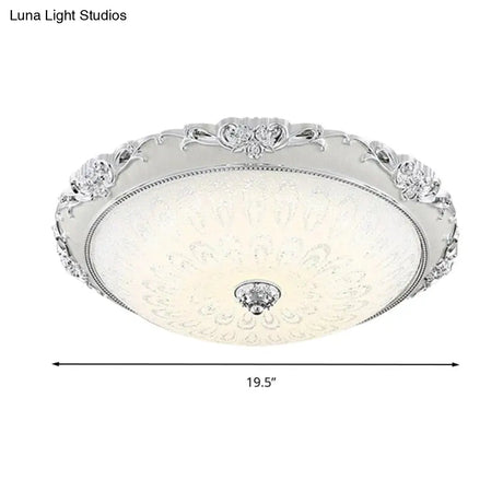Dome Flush Mount Led Ceiling Light In Modern White Glass - 8’/12’/16’ Wide Gold/Silver Finish