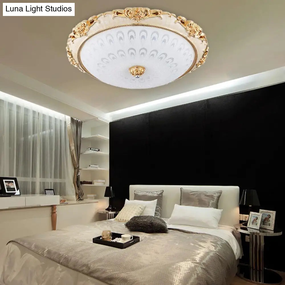 Dome Flush Mount Led Ceiling Light In Modern White Glass - 8’/12’/16’ Wide Gold/Silver Finish
