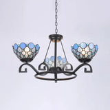 Dome Hanging Chandelier With Blue And Clear Glass Baroque Design - 3/6/8 Lights Perfect For Living