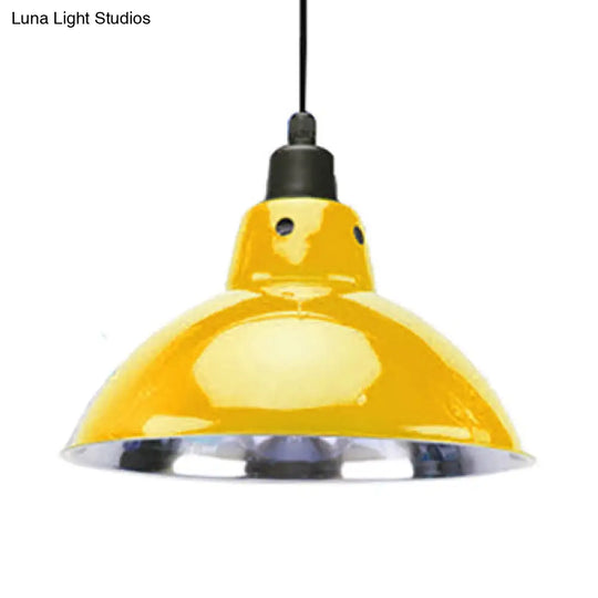 Dome Dining Table Ceiling Pendant - Industrial Stainless Steel 1 Head Black/Gray Yellow / 13