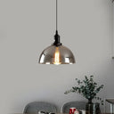Dome Pendant Industrial Hanging Lamp - 1-Light 10’/12’ Wide Smoked Glass Black Finish Smoke