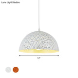 Dome Pendant Light Fixture - Minimalist Metal 1 Red Brown/Ivory 12’/14’/16’ Wide Ideal For